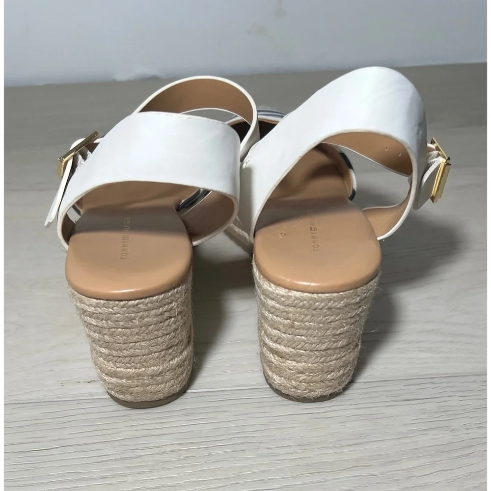 Tommy Hilfiger Nilsa Wedges Navy Blue & White Sz 8.5